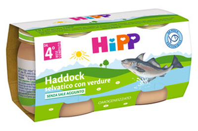 HIPP OMOGENEIZZATO DI FILETTI DI HADDOCK SELVATICO CON VERDURE 2X80 G - famajoy.it