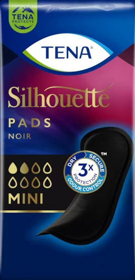 ASSORBENTE NERO INCONTINENZA LEGGERA TENA SILHOUETTE NOIR MINI 18 PEZZI - famajoy.it