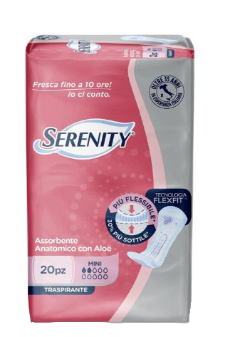 SERENITY ASSORBENTE ANATOMICO CON ALOE FLEXIT MINI 20 PEZZI - famajoy.it