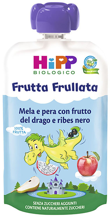 HIPP BIO FRUTTA FRULLATA DRAGONE MELA PERA FRUTTA DEL DRAGO RIBES NERO 90 G - famajoy.it