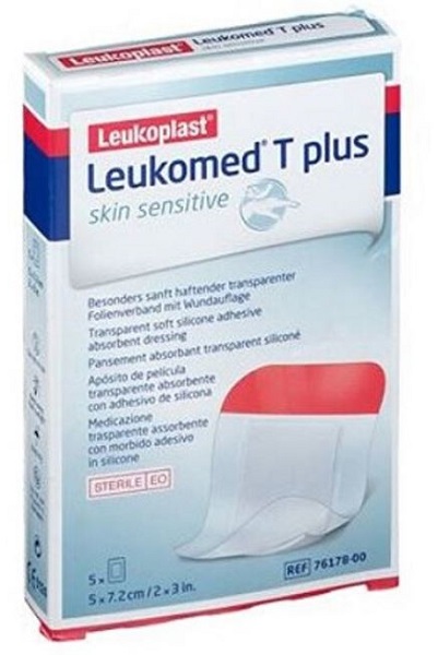 LEUKOMED T PLUS SKIN SENSITIVE MEDICAZIONE POST-OPERATORIA TRASPARENTE IMPERMEABILE CON MASSA ADESIVA AL SILICONE 5X7,2CM 5 PEZZI - famajoy.it