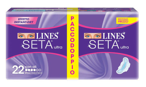LINES SETA ULTRA ASSORBENTE CON ALI 22 PEZZI - famajoy.it