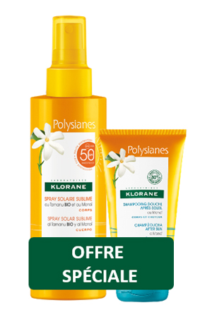 KLORANE KIT POLYSIANES SPRAY SOLARE TAMANU MONOI SPF50 200 ML + SHAMPOO DOCCIA MONOI 75 ML - famajoy.it