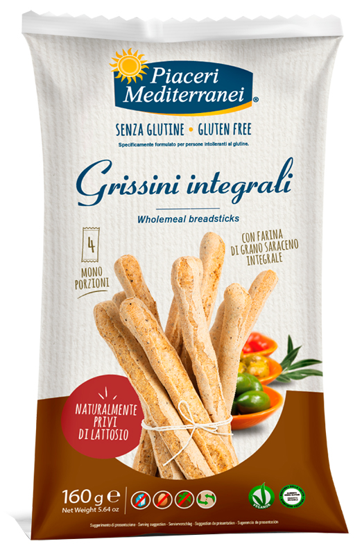 PIACERI MEDITERRANEI GRISSINI INTEGRALI 160 G - famajoy.it