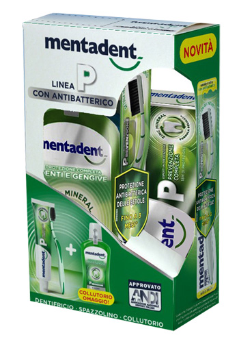 MENTADENT BUNDLE TRIPACK MENTADENT P  75 ML + SPAZZOLINO + MENTADENT P 300 ML - famajoy.it