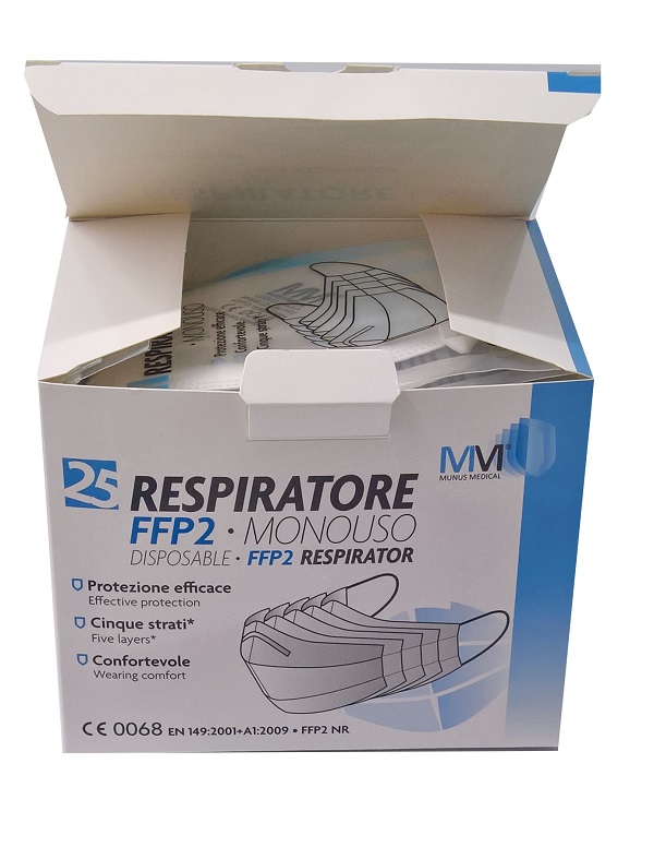 RESPIRATORE MUNUS MEDICAL FFP2 25 PEZZI - famajoy.it