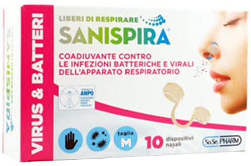 SANISPIRA VISUR & BATTERI FILTRO NASALE MEDIUM 10 PEZZI - famajoy.it