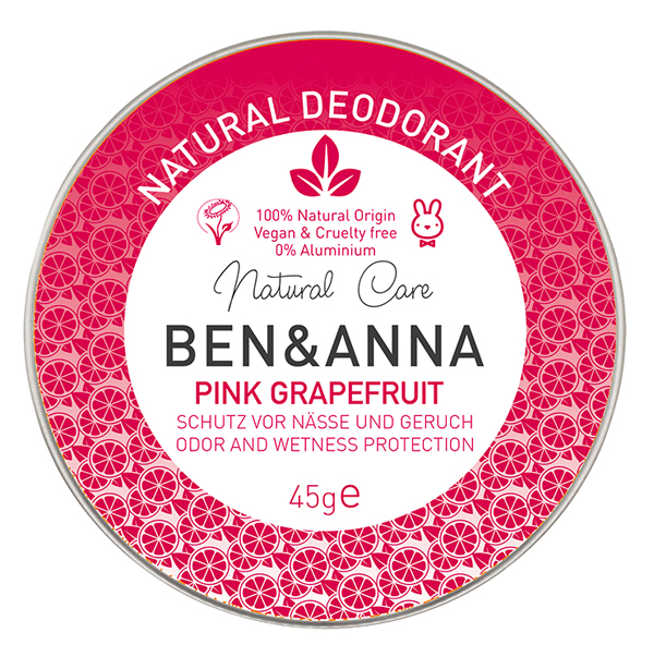 BEN & ANNA NATURAL SODA CREAM DEODORANT PINK GRAPEFRUIT TIN 45 G - famajoy.it
