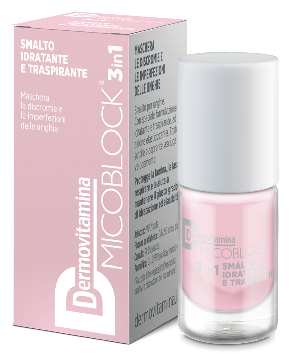 DERMOVITAMINA MICOBLOCK 3 IN 1 SMALTO IDRATANTE E TRASPIRANTE ROSA CHIARO 5 ML - famajoy.it