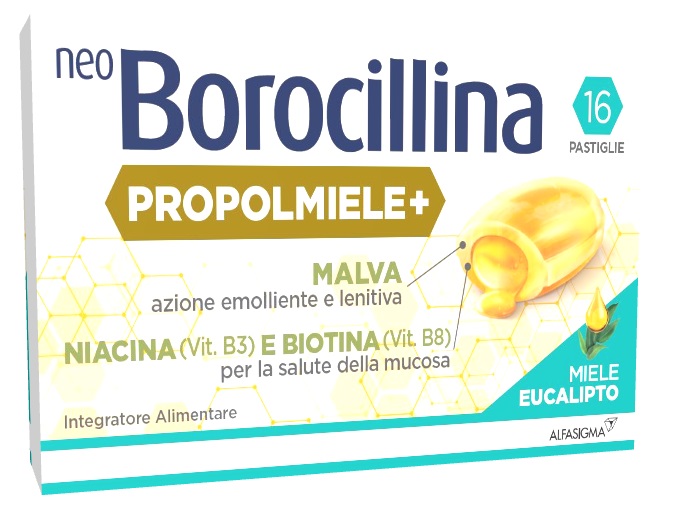 NEOBOROCILLINA PROPOLMIELE+ MIELE/EUCALIPTO 16 PASTIGLIE - famajoy.it