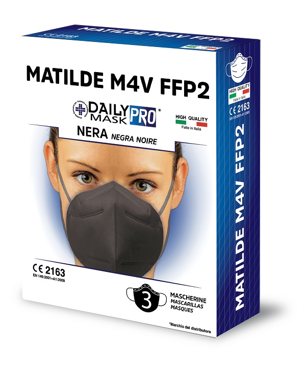 DAILY MASK PRO FFP2 MATILDE NERO 3 PEZZI - famajoy.it