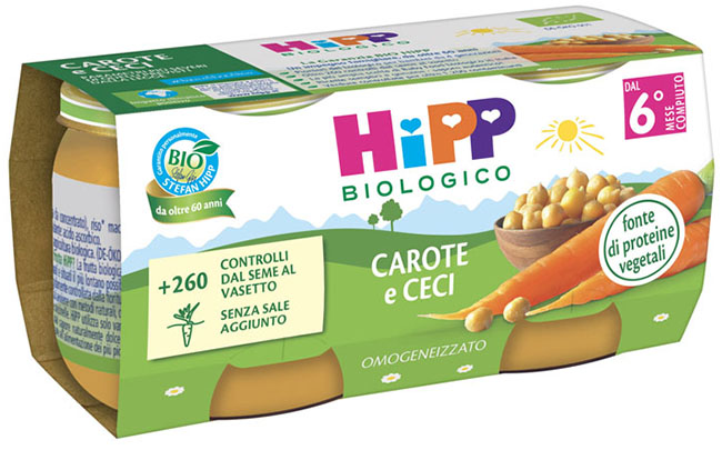 HIPP BIO OMOGENEIZZATO CAROTE/CECI 2X80 G - famajoy.it