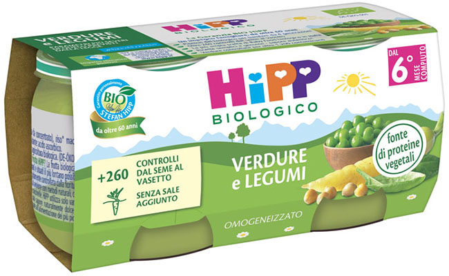 HIPP BIO OMOGENEIZZATO VERDURE/LEGUMI 2X80 G - famajoy.it