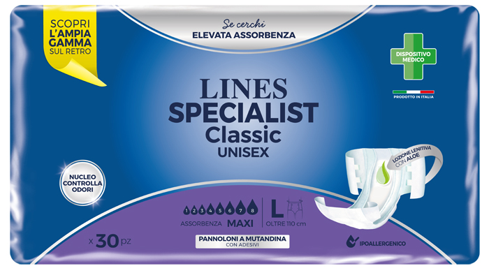 LINES SPECIALIST CLASSIC PANNOLONE MUTANDA MAXI LARGE 30 PEZZI - famajoy.it