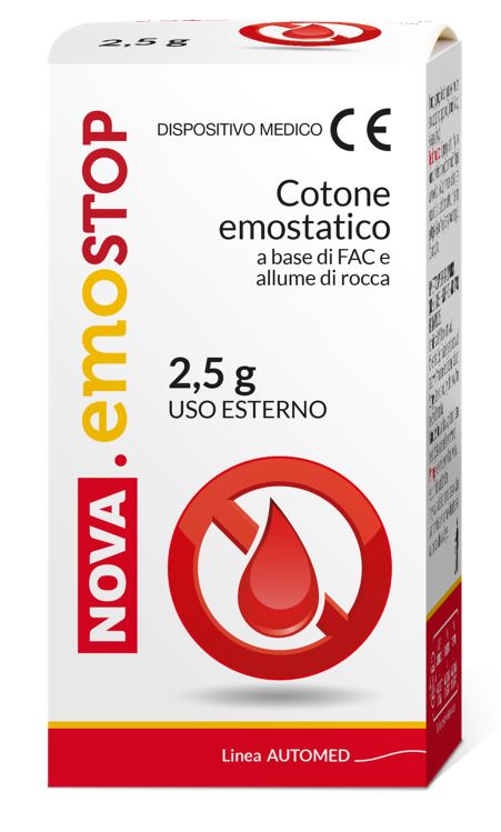 COTONE EMOSTATICO NOVA EMOSTOP CON FAC E ALLUME DI ROCCA 2,5 G - famajoy.it