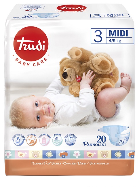 TRUDI BABY CARE PANNOLINO BAMBINI MIDI 4/9 KG 20 PEZZI - famajoy.it