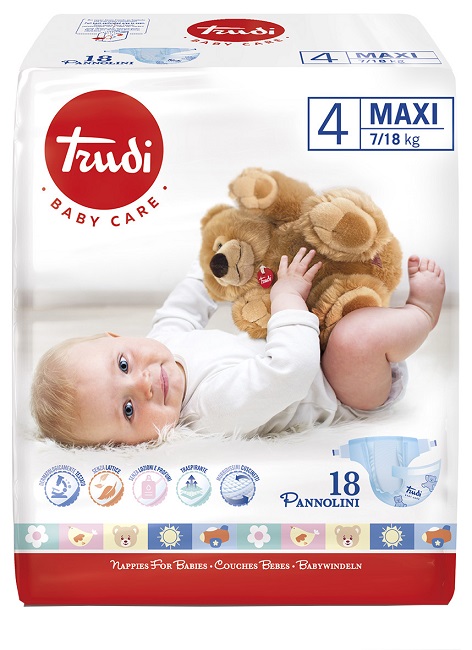 TRUDI BABY CARE PANNOLINO BAMBINI MAXI 7/18 KG 18 PEZZI - famajoy.it