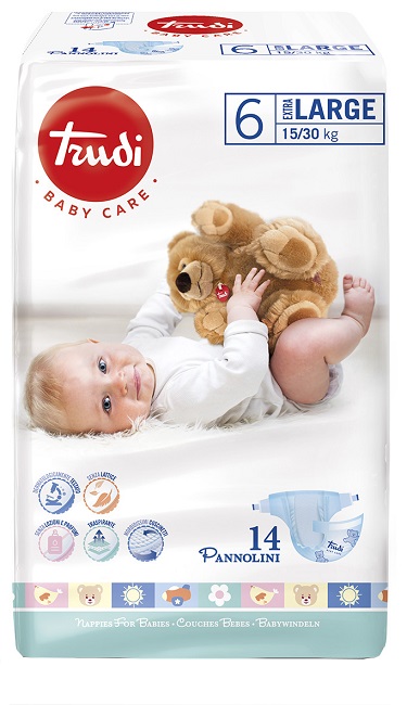 TRUDI BABY CARE PANNOLINO BAMBINI EXTRALARGE 15/30 KG 14 PEZZI - famajoy.it