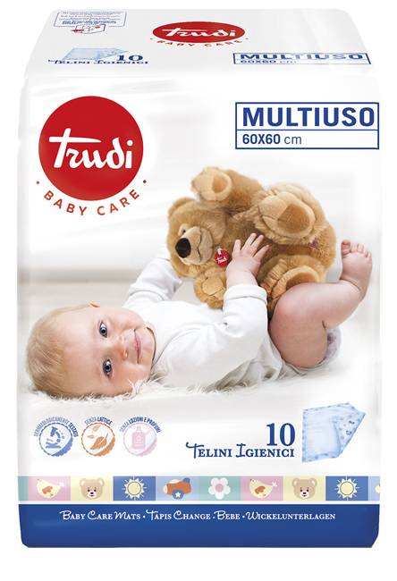TRUDI BABY CARE TELINI MULTIUSO 60X60 CM 10 PEZZI - famajoy.it
