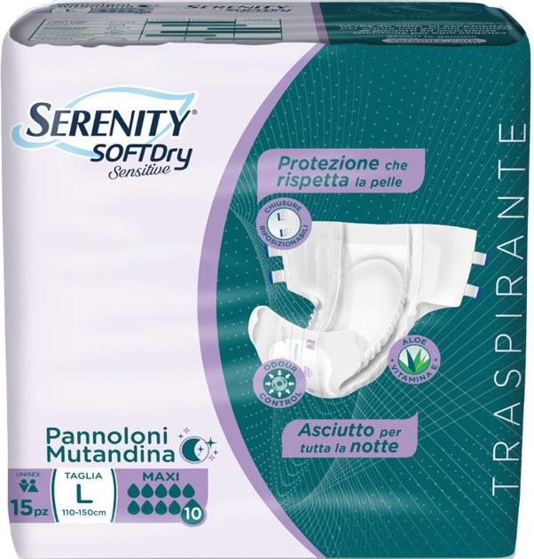 PANNOLONE MUTANDINA SERENITY SD SENSITIVE MAXI L 15 PEZZI - famajoy.it