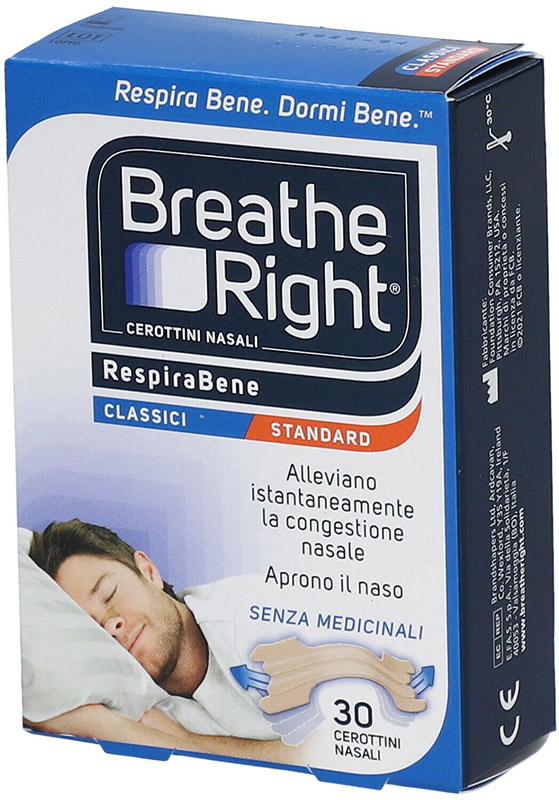 CEROTTI NASALI BREATHE RIGHT CLASSICI 30 PEZZI - famajoy.it