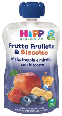 HIPP BIO FRUTTA FRULL&BISCOTTO MELA FRAGOLA MIRTILLO BISCOTTO 90 G - famajoy.it