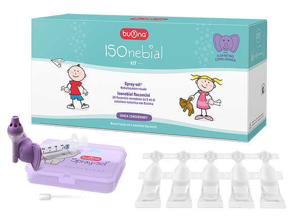 ISONEBIAL KIT PULIZIA CAVITA' NASALI 20 FLACONCINI MONODOSE 5 ML + SIRINGA LUER LOCK SOFT-JECK + AGO CANNULA + NEBULIZZATORE SPRAY - famajoy.it