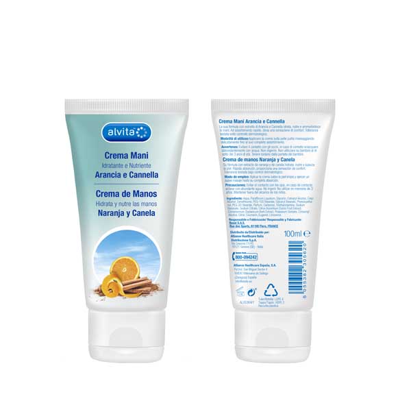 ALVITA CREMA MANI ARANCIA E CANNELLA 100 ML - famajoy.it