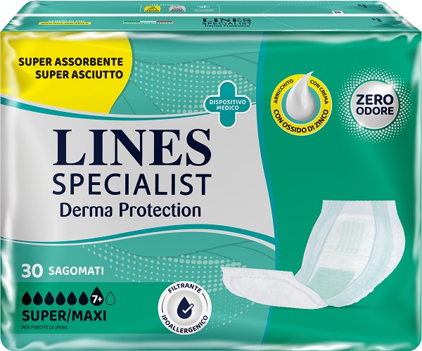 PANNOLONE PER INCONTINENZA LINES SPECIALIST DERMA SAGOMATO SUPER+ 30 PEZZI - famajoy.it