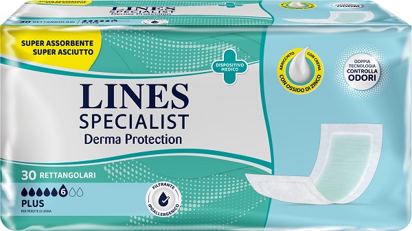 PANNOLONE PER INCONTINENZA LINES SPECIALIST DERMA RETTANGOLARE 30 PEZZI - famajoy.it