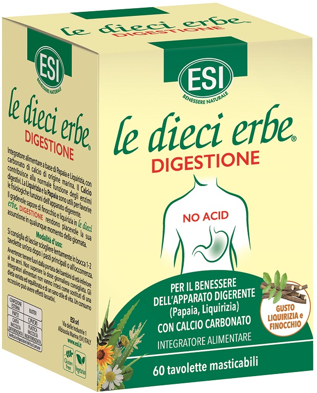 ESI LE DIECI ERBE DIGESTIONE NO ACID 60 TAVOLETTE MASTICABILI - famajoy.it