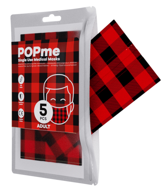 POPME MASCHERINA CHIRURGICA TIPO IIR TARTAN ROSSO BUSTA 5 PEZZI - famajoy.it