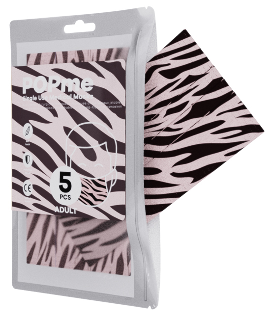 POPME MASCHERINA CHIRURGICA TIPO IIR ZEBRATA ROSA BUSTA 5 PEZZI - famajoy.it