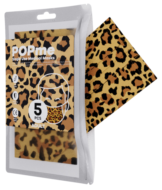 POPME MASCHERINA CHIRURGICA TIPO IIR LEOPARDATA BUSTA 5 PEZZI - famajoy.it