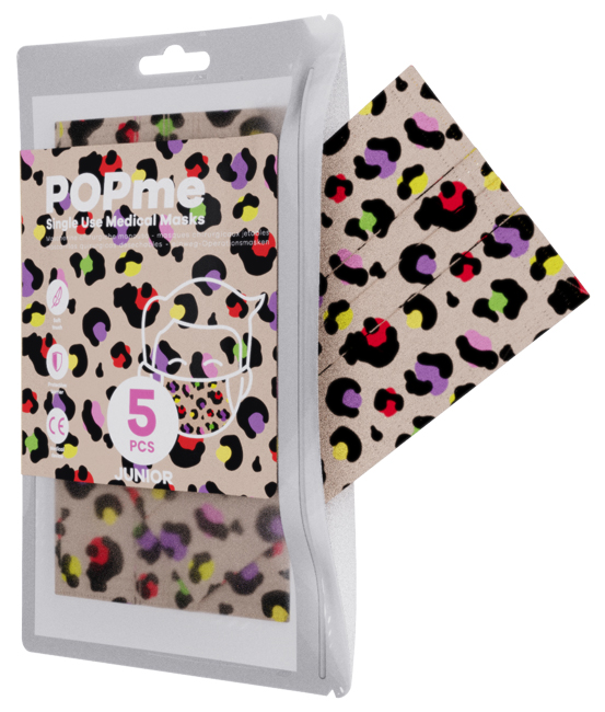 POPME MASCHERINA CHIRURGICA TIPO I BABY LEOPARADATA MULTI COLORE BUSTA 5 PEZZI - famajoy.it