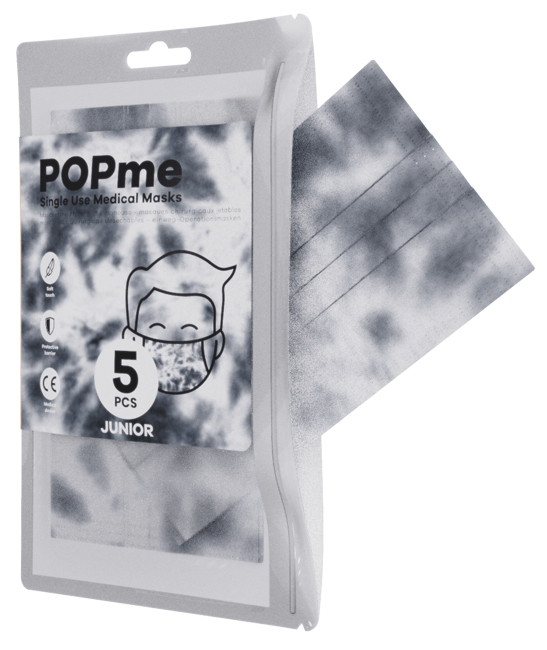 POPME MASCHERINA CHIRURGICA TIPO I BABY GRIGIO TIE DYE BUSTA 5 PEZZI - famajoy.it