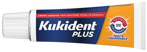 KUKIDENT PLUS DOPPIA AZIONE TENUTA INSUPERABILE CREMA ADESIVA DENTIERE 65 G - famajoy.it