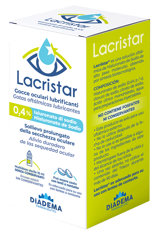 LACRISTAR GOCCE OCULARI LUBRIFICANTI 0,4% IALURONATO DI SODIO MULTIDOSE 10 ML - famajoy.it