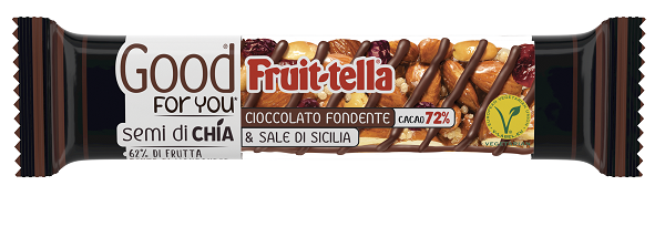 FRUITTELLA GOOD FOR YOU BARRETTA SEMI DI CHIA CIOCCOLATO FONDENTE CACAO 72% & SALE DI SICILIA 36 G - famajoy.it