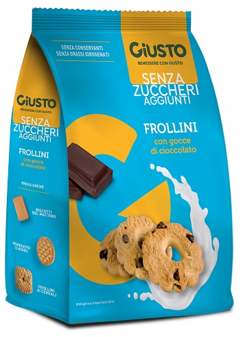 GIUSTO SENZA ZUCCHERO FROLLINI GOCCE CIOCCOLATO SENZA ZUCCHERO 350 G - famajoy.it