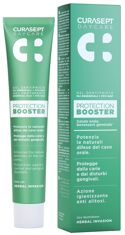 CURASEPT DAYCARE DENTIFRICIO PROTECTION BOOSTER HERBAL INVASION 75 ML - famajoy.it