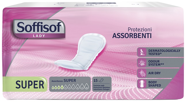 PANNOLONE PER INCONTINENZA SOFFISOF LADY AIR DRY SUPER 15 PEZZI - famajoy.it