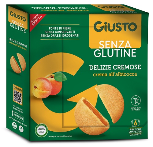 GIUSTO SENZA GLUTINE DELIZIE CREMOSE ALBICOCCA 6 CONFEZIONI DA 30 G - famajoy.it