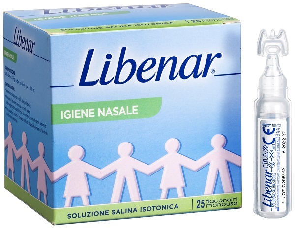 SOLUZIONE SALINA ISOTONICA 0,9% LIBENAR PER IGIENE NASALE 25 FLACONCINI MONOUSO X 5 ML - famajoy.it