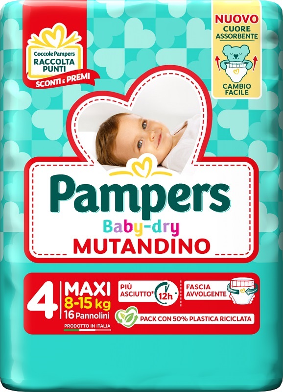 PAMPERS BABY DRY PANNOLINO MUTANDINA MAXI SMALL PACK 16 PEZZI - famajoy.it