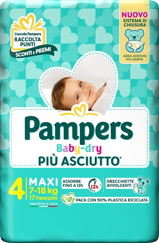 PAMPERS BABY DRY PANNOLINO DOWNCOUNT MAXI 17 PEZZI - famajoy.it
