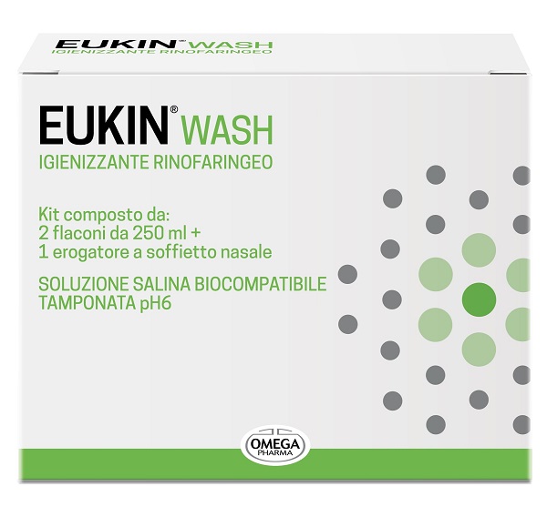 EUKIN WASH IGIENIZZANTE RINOFARINGEO KIT 2 FLACONI DA 250 ML + EROGATORE A SOFFIETTO NASALE - famajoy.it
